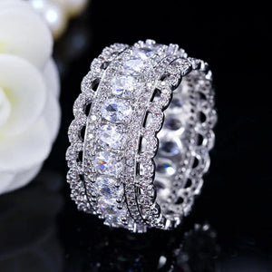 CWWZircons High Dubai CZ Stones Pave Yellow Plated Big Wedding Band Party Rings
