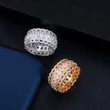 CWWZircons High Dubai CZ Stones Pave Yellow Plated Big Wedding Band Party Rings