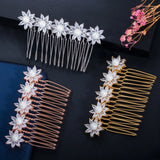 CZ Flower Pearl Wedding Bridal Hair Comb A009