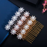CZ Flower Pearl Wedding Bridal Hair Comb A009