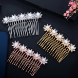 CZ Flower Pearl Wedding Bridal Hair Comb A009