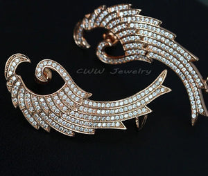 CWWZircons High Rose Micro Pave Big CZ Ear Cuff Clip On Earrings For Women