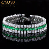 CWWZircons High Silver CZ Green Crystal Bangles Bracelet
