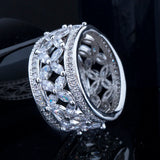 CWWZircons Hollow Out Big Round CZ Rings for Women Wedding Party R052