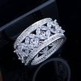CWWZircons Hollow Out Big Round CZ Rings for Women Wedding Party R052
