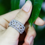 CWWZircons Hollow Out Big Round CZ Rings for Women Wedding Party R052