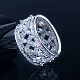 CWWZircons Hollow Out Big Round CZ Rings for Women Wedding Party R052