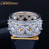 CWWZircons Hollow Out Big Round CZ Rings for Women Wedding Party R052