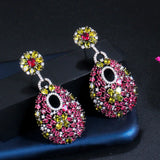 CWWZircons Rose Red Drop Earrings CZ699