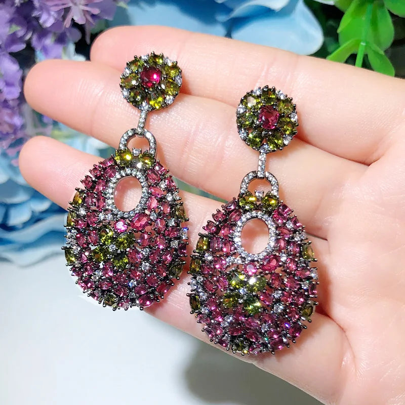 CWWZircons Rose Red Drop Earrings CZ699