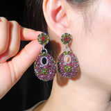 CWWZircons Rose Red Drop Earrings CZ699