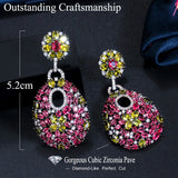 CWWZircons Rose Red Drop Earrings CZ699