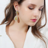 CWWZircons CZ Crystal Yellow Stone Earrings for Women CZ288