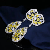 CWWZircons CZ Crystal Yellow Stone Earrings for Women CZ288
