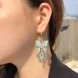 CWWZircons CZ Butterfly Dangle Earrings for Women Boho Party Jewelry