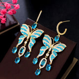 CWWZircons CZ Butterfly Dangle Earrings for Women Boho Party Jewelry