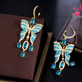 CWWZircons CZ Butterfly Dangle Earrings for Women Boho Party Jewelry
