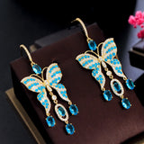 CWWZircons CZ Butterfly Dangle Earrings for Women Boho Party Jewelry