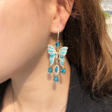 CWWZircons CZ Butterfly Dangle Earrings for Women Boho Party Jewelry