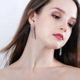 CWWZircons Long Leaf Drop Clip On Ear Non Pierced Earrings CZ404