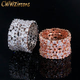 CWWZircons 585 Rose Plated CZ Flower Big Wedding Ring for Women