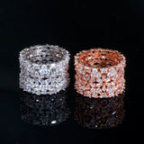 CWWZircons 585 Rose Plated CZ Flower Big Wedding Ring for Women
