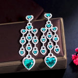 CZ Tassel Heart Shape Chandelier Earrings for Women Wedding Bridal Party CZ940