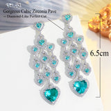 CZ Tassel Heart Shape Chandelier Earrings for Women Wedding Bridal Party CZ940