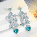 CZ Tassel Heart Shape Chandelier Earrings for Women Wedding Bridal Party CZ940