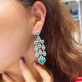 CZ Tassel Heart Shape Chandelier Earrings for Women Wedding Bridal Party CZ940