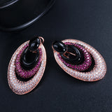 Red Cubic Zirconia Rose Hoop Earrings CZ417