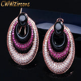 Red Cubic Zirconia Rose Hoop Earrings CZ417