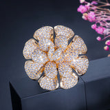 CZ Nigerian Plated Flower Statement Ring for Women R123