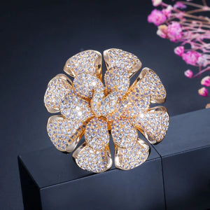 CZ Nigerian Plated Flower Statement Ring for Women R123