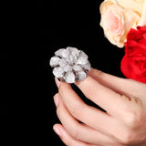 CZ Nigerian Plated Flower Statement Ring for Women R123