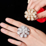 CZ Nigerian Plated Flower Statement Ring for Women R123