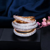 CWWZircons Plated Cubic Zirconium Big Ring R059