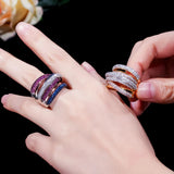 CWWZircons Plated Cubic Zirconium Big Ring R059