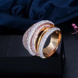 CWWZircons Plated Cubic Zirconium Big Ring R059