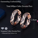 CWWZircons Round Snake Leopard Hoop Earrings for Women CZ Wedding Bridal Jewelry