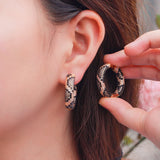 CWWZircons Round Snake Leopard Hoop Earrings for Women CZ Wedding Bridal Jewelry