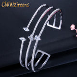 CZ Zirconia Pave Wide Cuff Bangle Bracelet