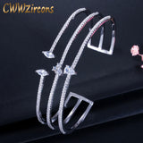 CZ Zirconia Pave Wide Cuff Bangle Bracelet