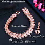 Leaf Shape CZ Stone Rose Wedding Bracelet Bangle