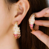 CWWZircons Double Sided Feather Hoop Earrings CZ261