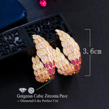 CWWZircons Double Sided Feather Hoop Earrings CZ261