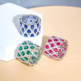 CWWZircons Big Wide Round Chunky Wedding Party Ring R208