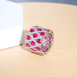 CWWZircons Big Wide Round Chunky Wedding Party Ring R208