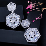 CWWZircons CZ Dangle Earring for Women Wedding Bridal Jewelry CZ127