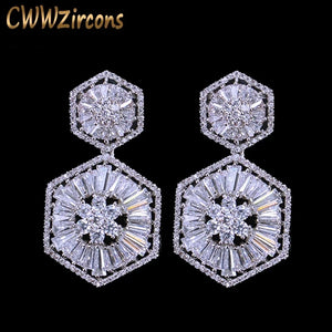CWWZircons CZ Dangle Earring for Women Wedding Bridal Jewelry CZ127